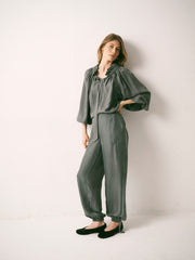 Heidi silk twill trouser - Khaki | NRBY Clothing