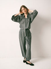 Lenni silk twill top - Khaki | NRBY Clothing