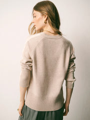 Devora merino side stripe sweater - Oyster / Ivory | NRBY Clothing