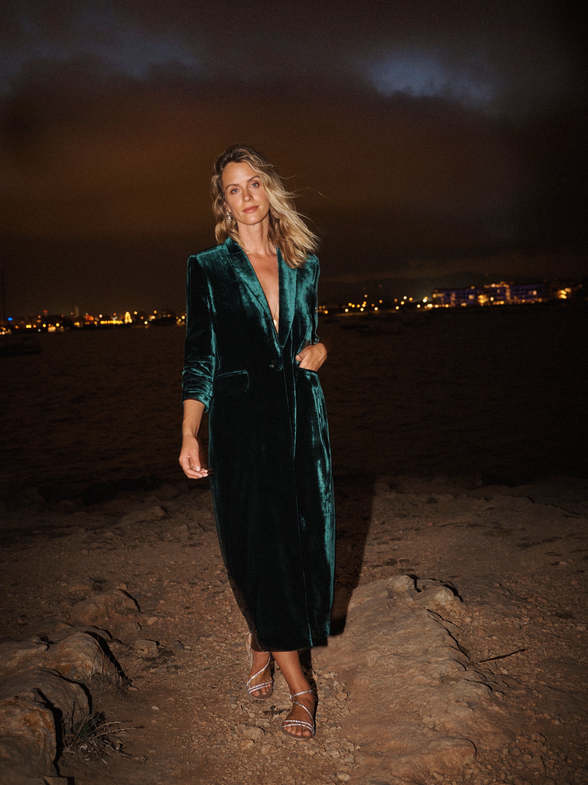 Odette Velvet Opera Coat in Forest Green | NRBY Clothing