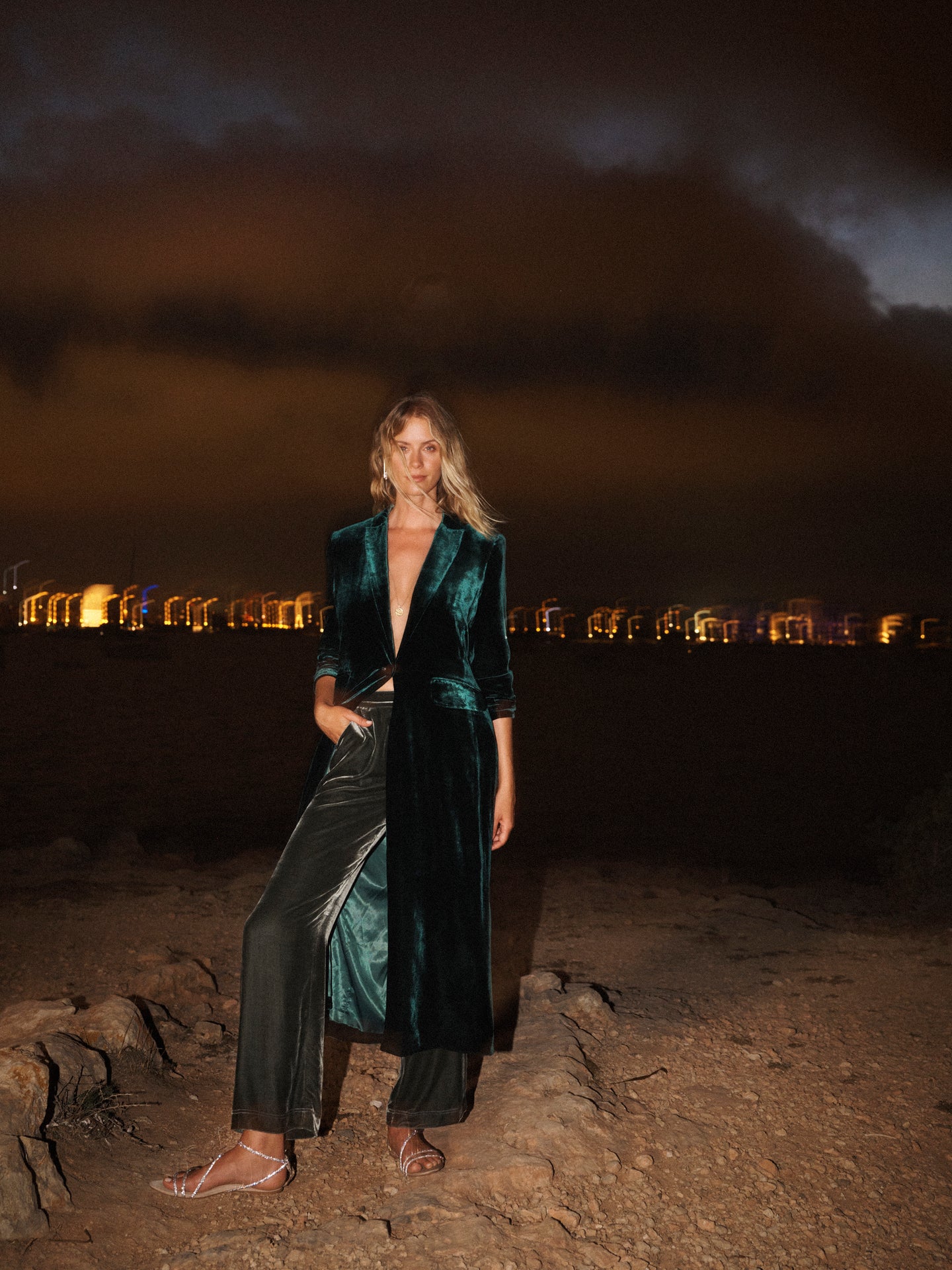 Odette Velvet Opera Coat in Forest Green | NRBY Clothing Odette Velvet Opera Coat in Forest Green | NRBY Clothing