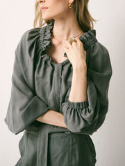 Lenni silk twill top - Khaki | NRBY Clothing