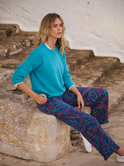 Thea silk star paisley trouser