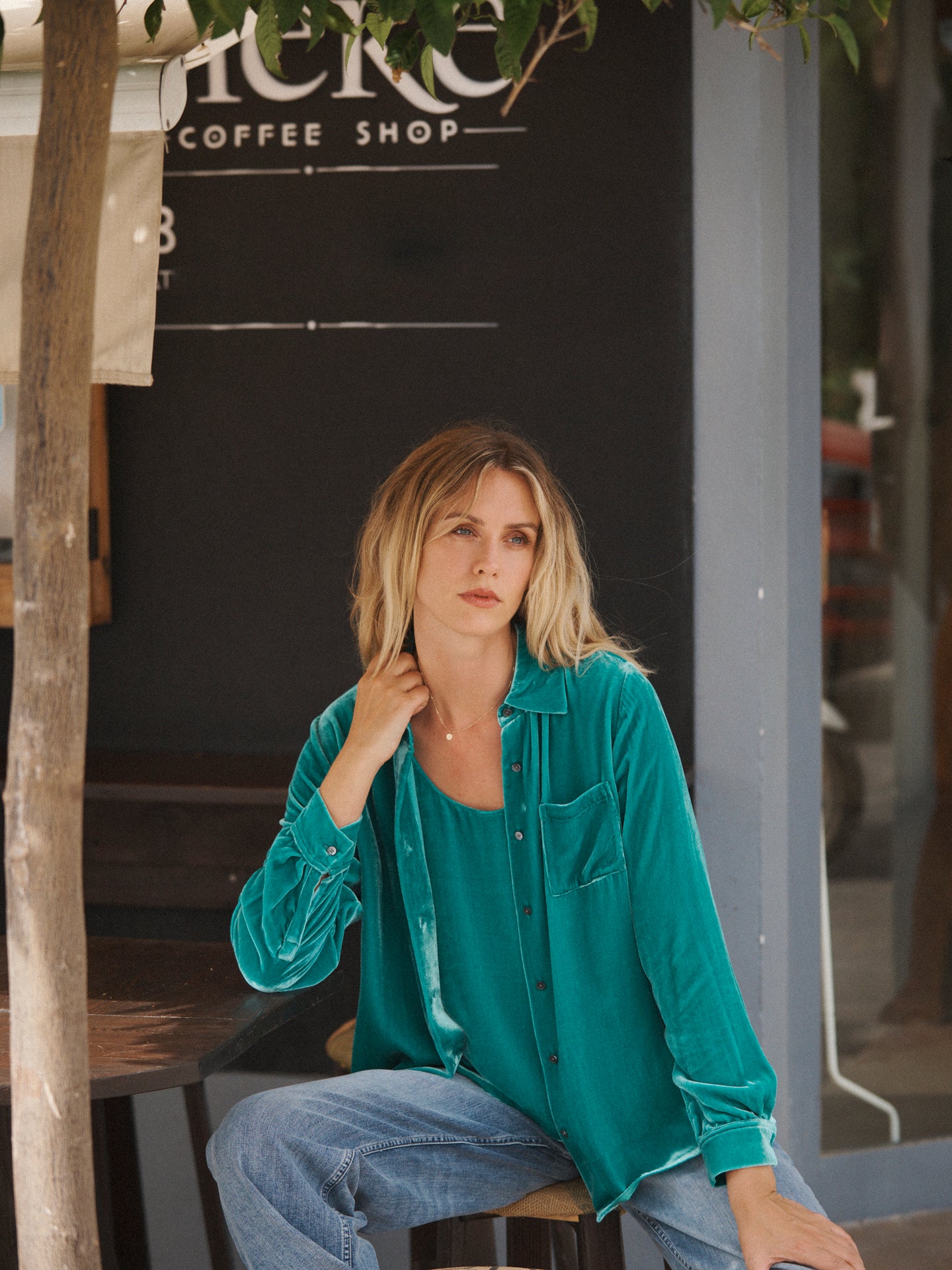 Chiara velvet shirt - Sea Green