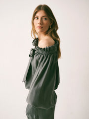 Lenni silk twill top - Khaki | NRBY Clothing