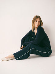 Wanda v-neck long sleeve top - Navy | NRBY Clothing