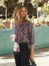 Chiara silk dark floral splash shirt