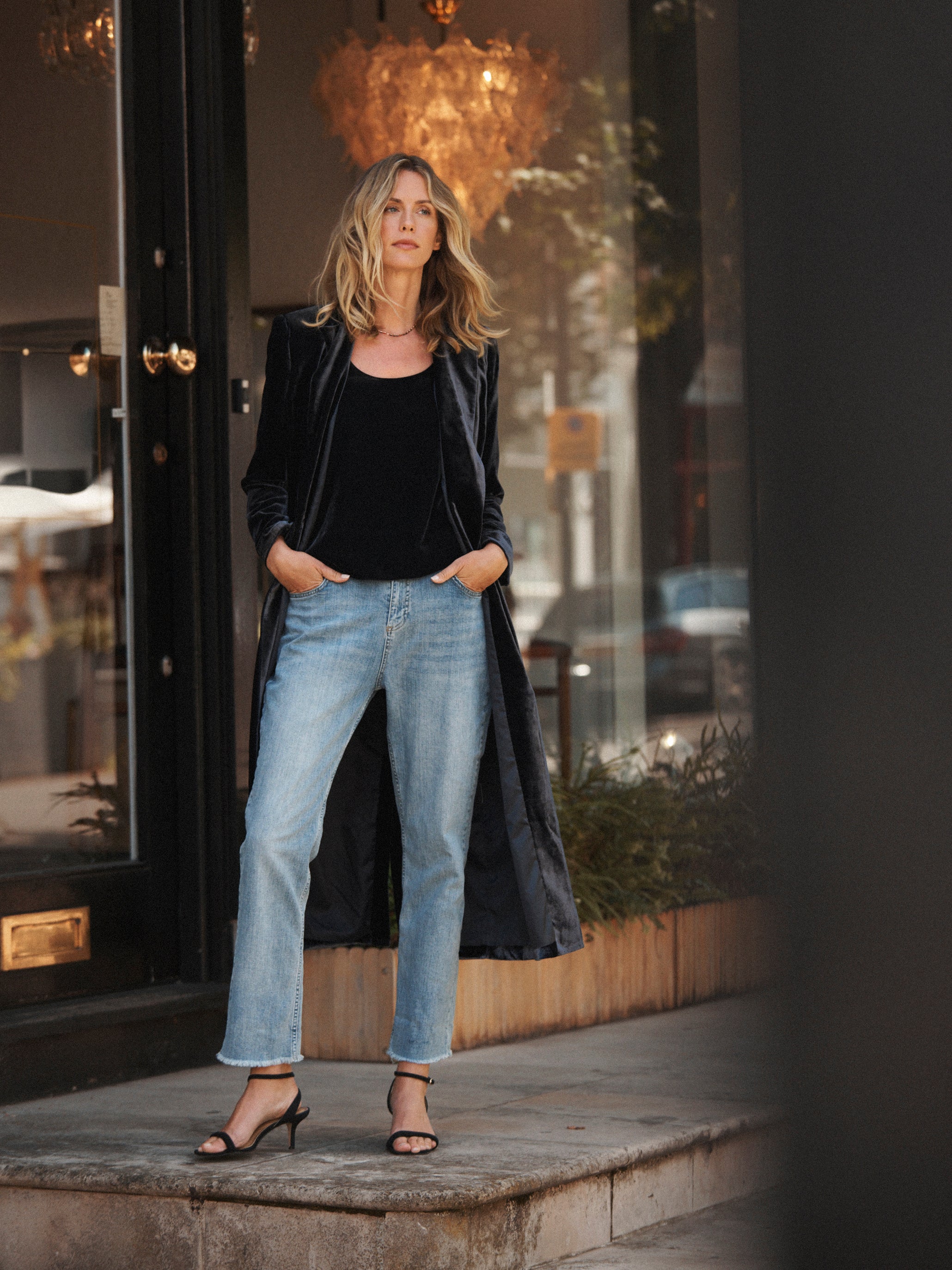 Odette Velvet Opera Coat in Carbon Black | NRBY Clothing
