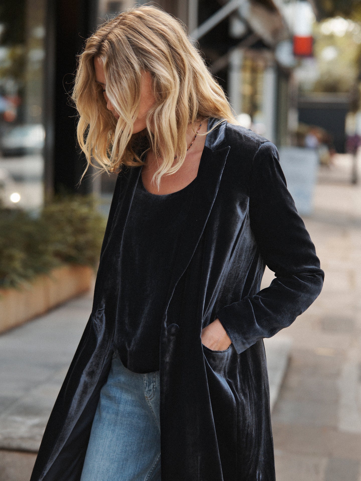 Odette velvet opera coat - Carbon