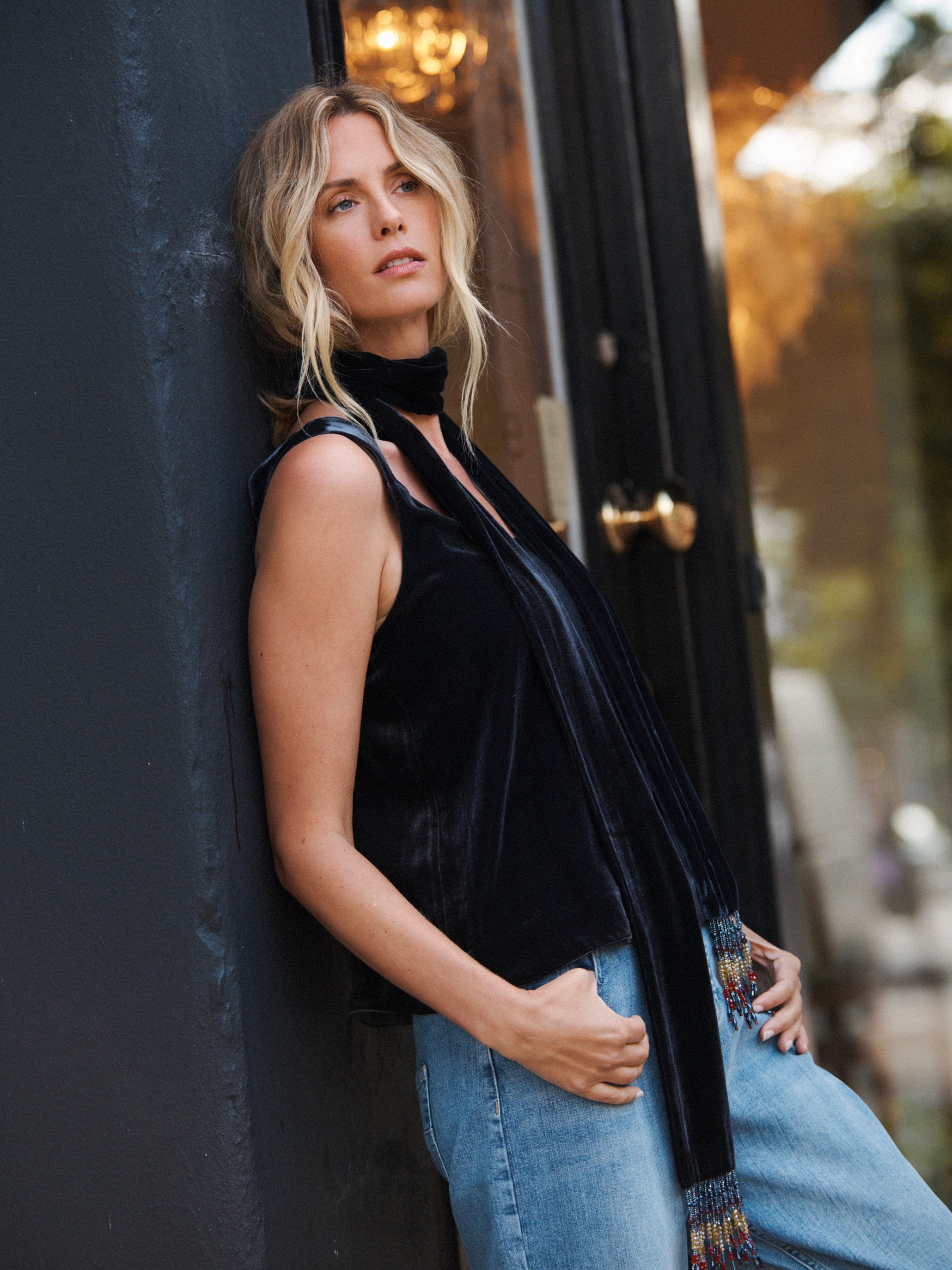 Violet velvet vest in Carbon Black | NRBY Clothing