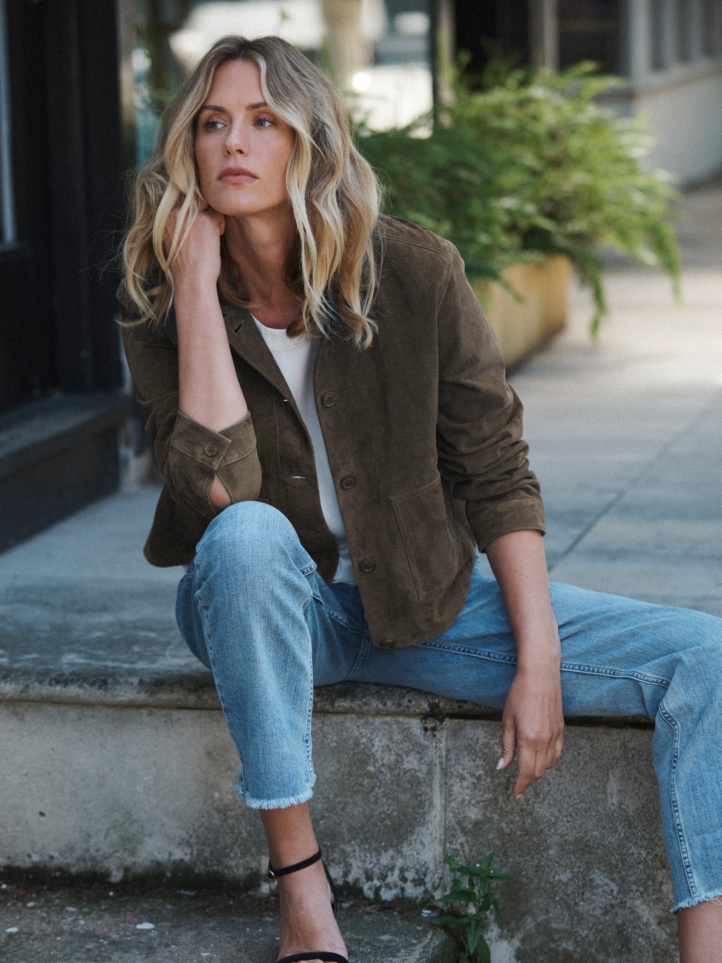 Eliza suede jacket - Khaki