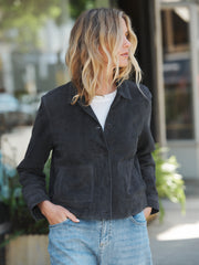 Eliza suede jacket - Dusty Blue