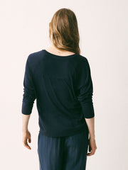 Wanda v-neck long sleeve top - Navy | NRBY Clothing