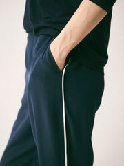 Thea silk piped trouser - Navy with Ivory piping | NRBY Clothing