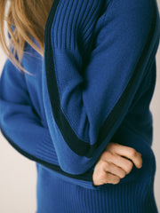 Myra merino side stripe sweater - Cobalt Blue / Navy | NRBY Clothing