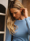Billie cotton rib stripe t-shirt - Blue Tonal