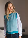 Jodie reversible cotton cashmere tank - Teal / Soft Grey