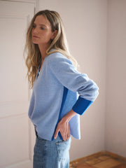 Rosalie merino cashmere V neck sweater - Light Blue