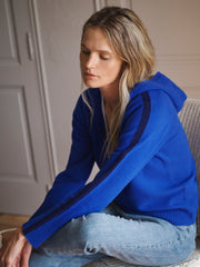 Saffron merino cashmere hooded sweater - Lapis Blue / Navy