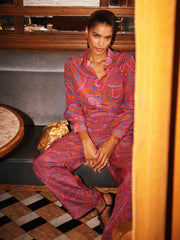 Silk Shirt & Silk Palazzo Trouser - Pink Batik