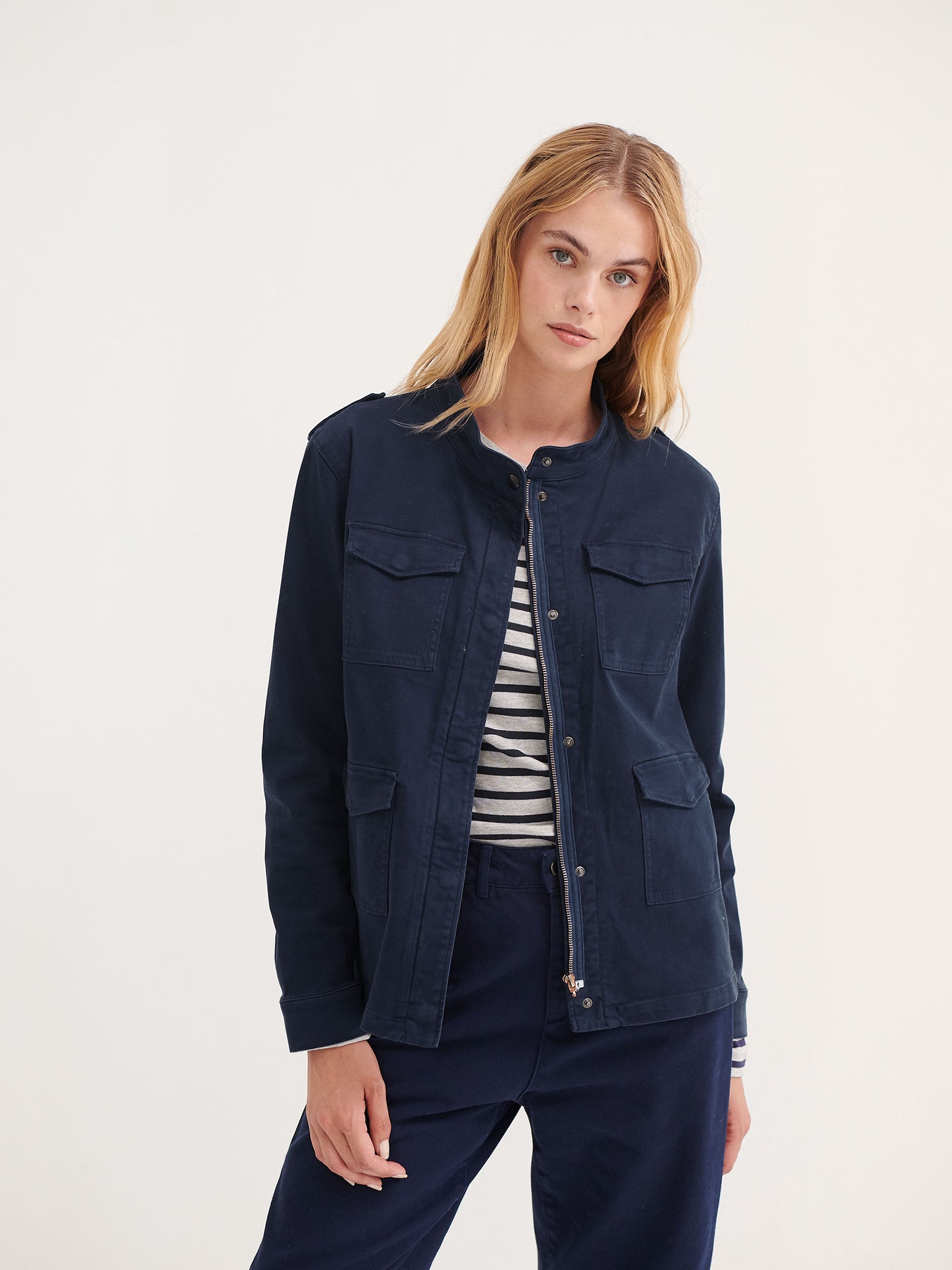 Monica cotton utility jacket - Navy