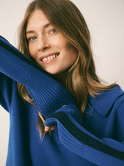 Myra merino side stripe sweater - Cobalt Blue / Navy | NRBY Clothing