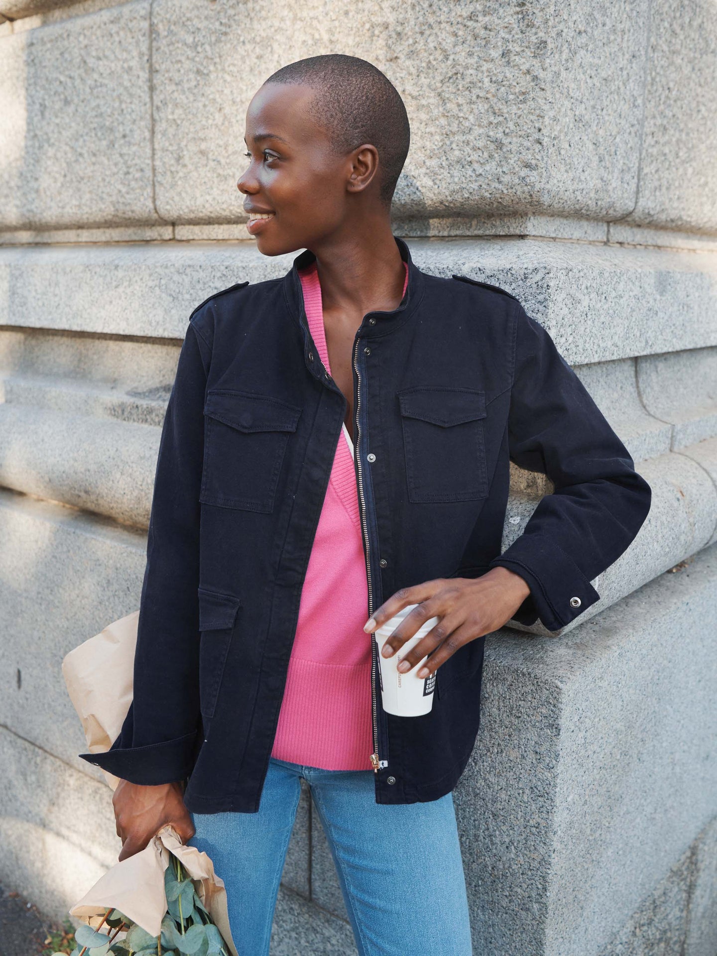 Monica cotton utility jacket - Navy