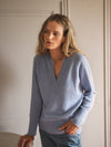 Salma side stripe sweater - Pale Blue / Light Grey