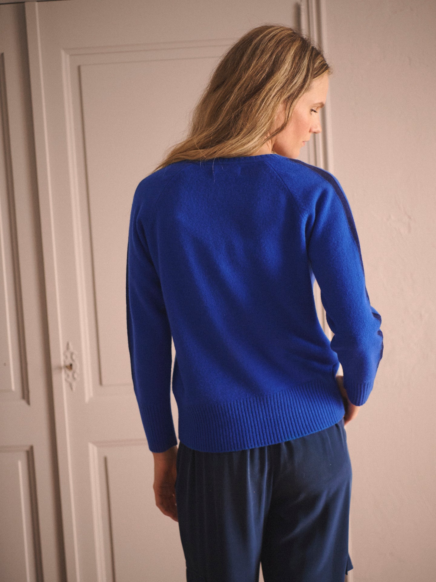 Salma side stripe sweater - Lapis Blue / Navy