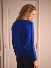 Salma side stripe sweater - Lapis Blue / Navy