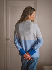 Reese merino cashmere sweater - Light Grey and Blue