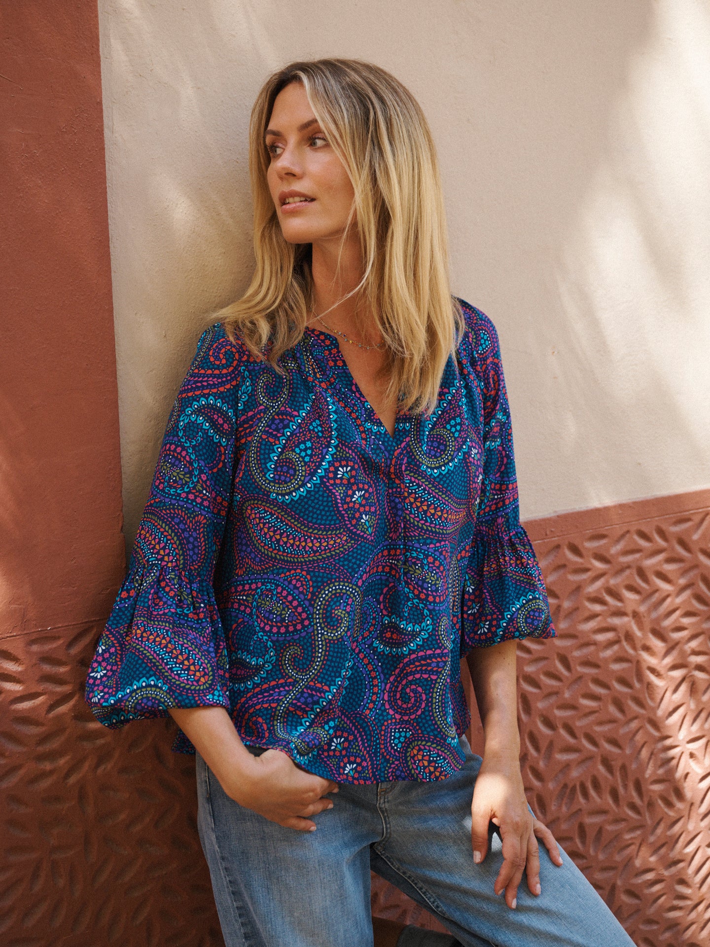 Ophelia silk star paisley shirt