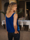 Violet velvet vest - Lapis Blue