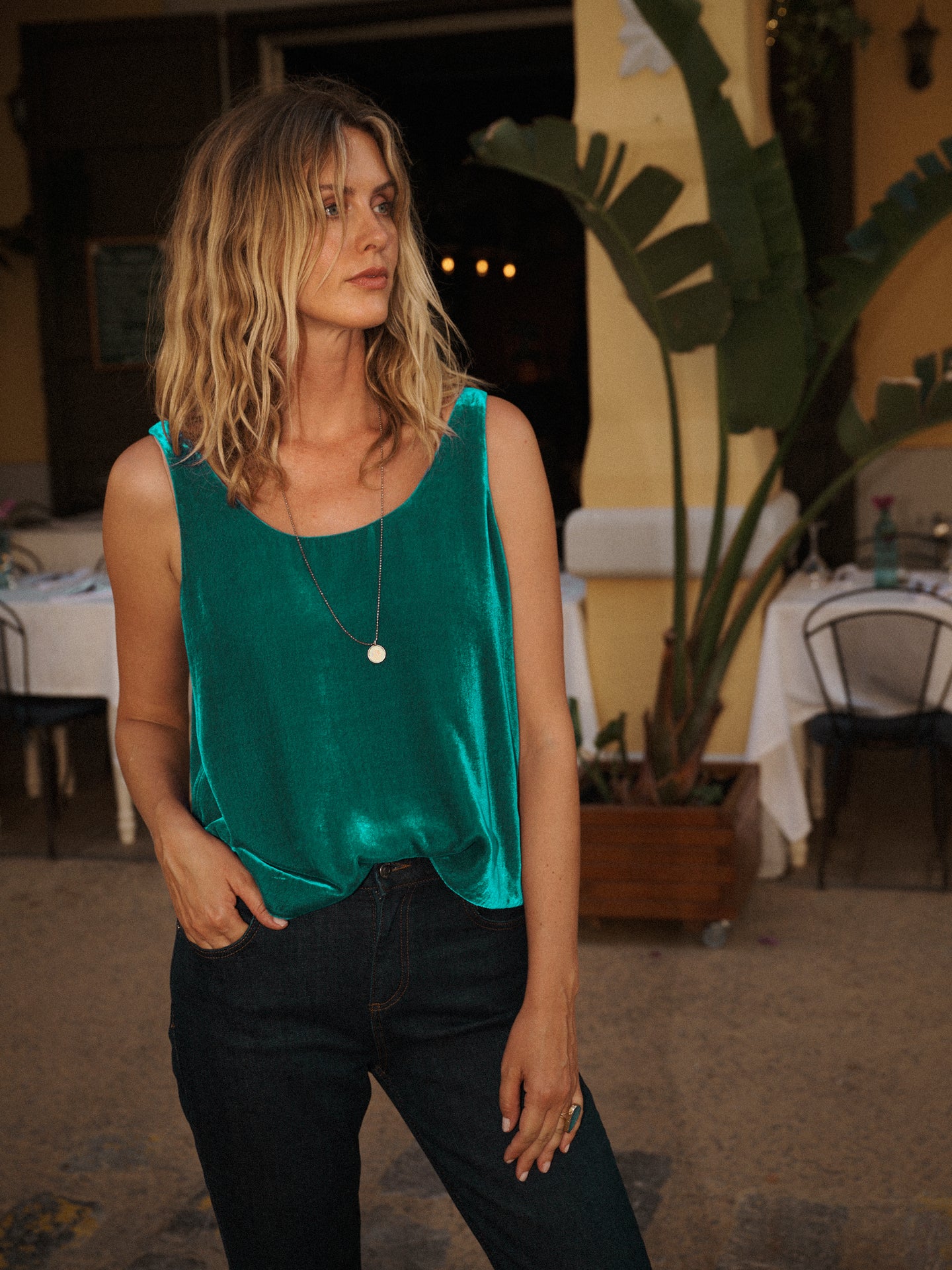 Violet velvet vest - Sea Green