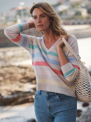 Sydney cashmere V-Neck striped sweater