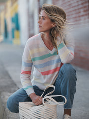 Sydney cashmere V-Neck striped sweater