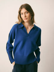 Myra merino side stripe sweater - Cobalt Blue / Navy | NRBY Clothing