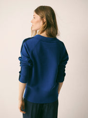 Myra merino side stripe sweater - Cobalt Blue / Navy | NRBY Clothing