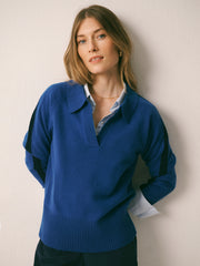 Myra merino side stripe sweater - Cobalt Blue / Navy | NRBY Clothing
