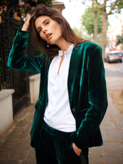 New May silk blend velvet Jacket - Forest
