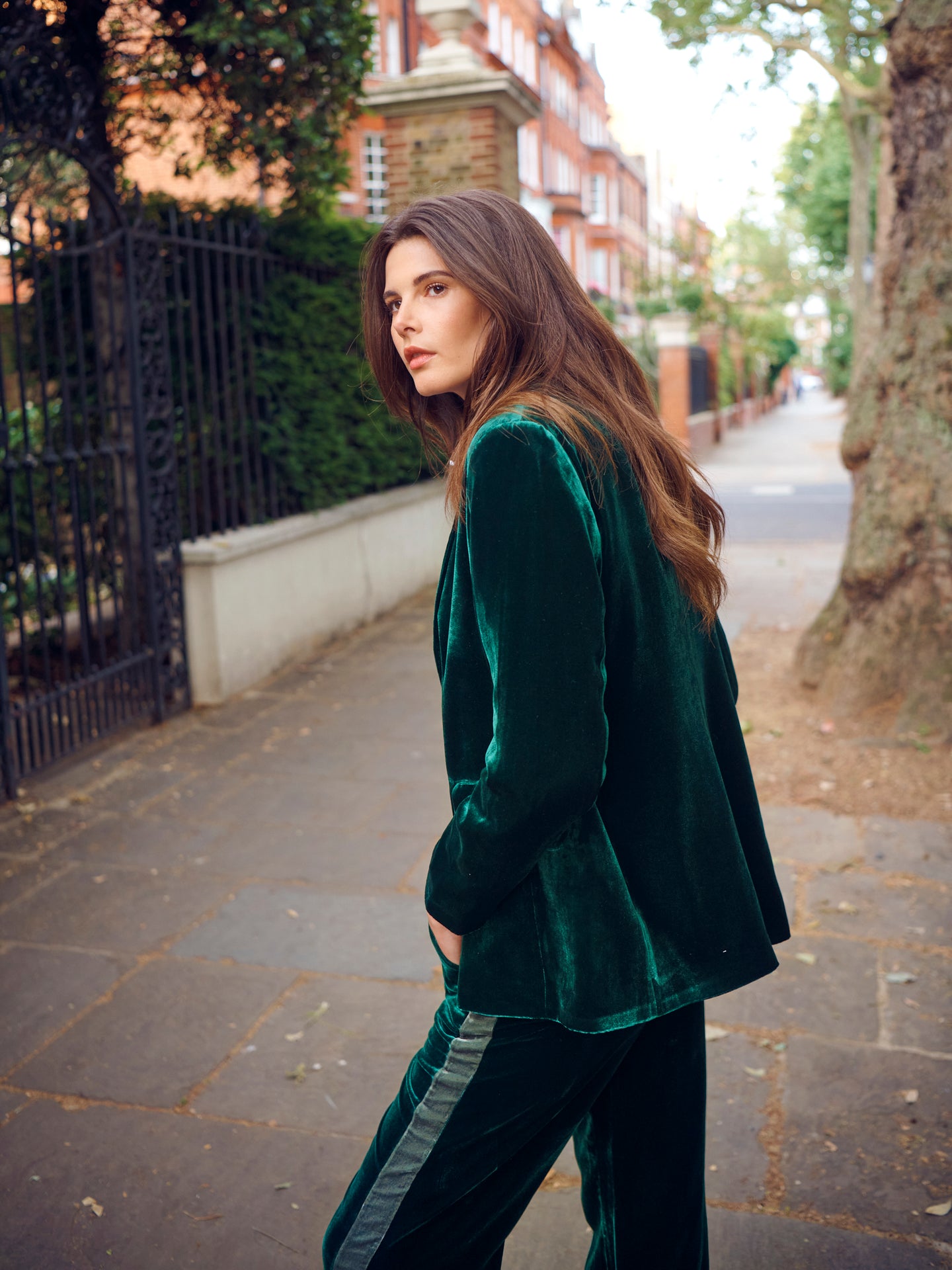 New May silk blend velvet Jacket - Forest