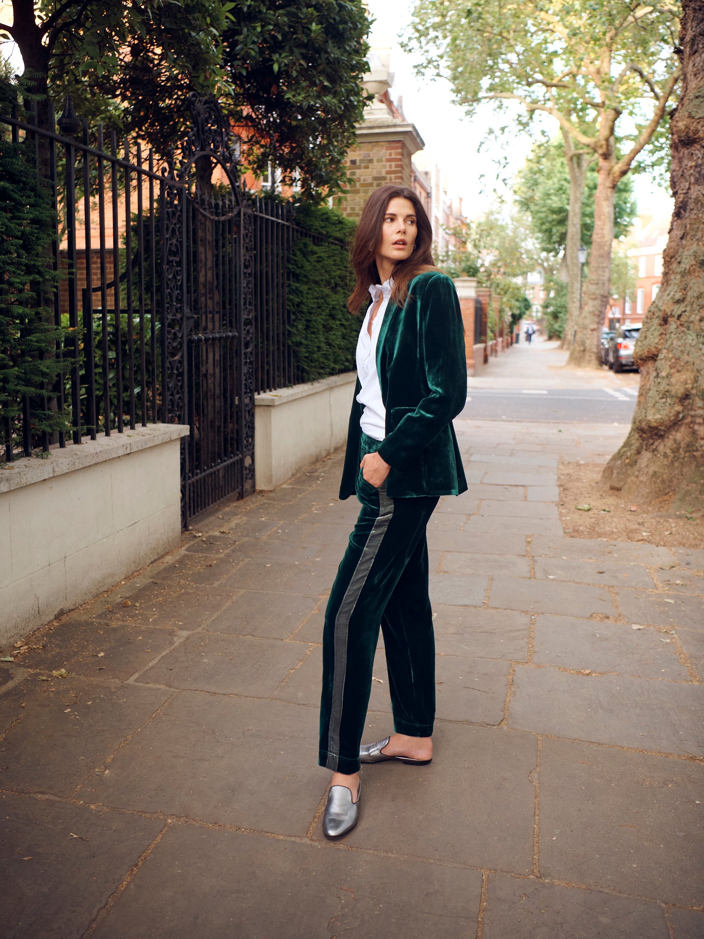 New May silk blend velvet Jacket - Forest