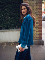 Chiara velvet shirt - Peacock Blue