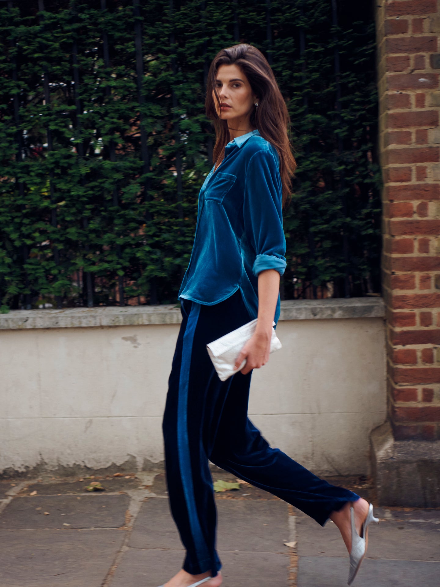 Chiara velvet shirt - Peacock Blue