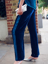 Thea velvet side stripe trouser - Midnight / Peacock