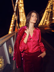 Ophelia silk satin shirt - Hot Pink