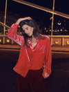 Chiara velvet shirt - Hibiscus