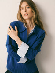 Myra merino side stripe sweater - Cobalt Blue / Navy | NRBY Clothing