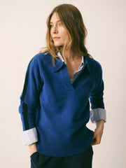 Myra merino side stripe sweater - Cobalt Blue / Navy | NRBY Clothing