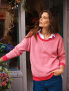 Jojo reversible cotton cashmere sweater - Light Grey / Rose Pink